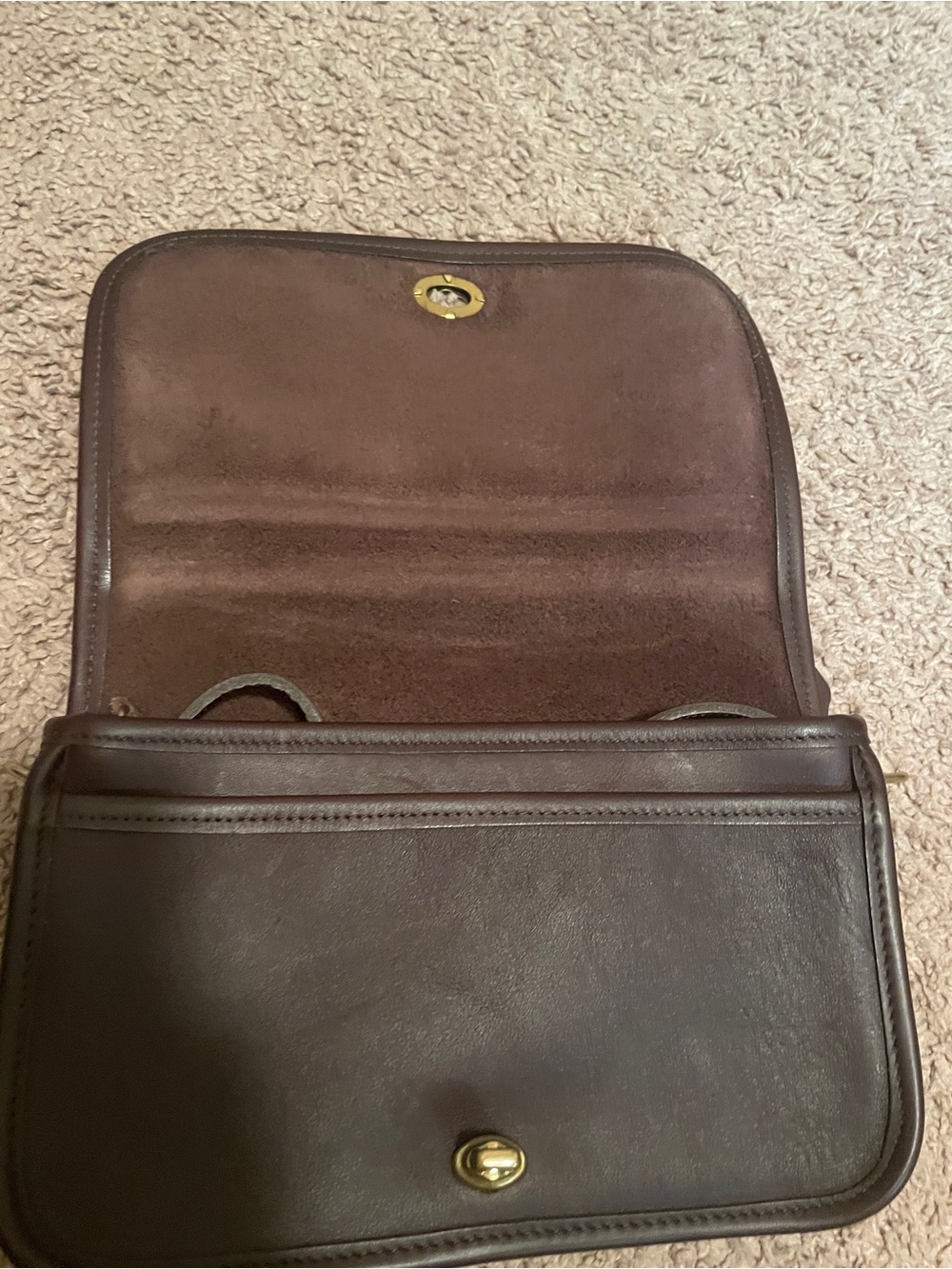 Coach Leather Crossbody Bag in Dark Brown Turnlock Gold - Picture 5 of 12